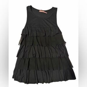 HTF OG Y2K Medium Juicy Couture Silk Black Ruffle Top